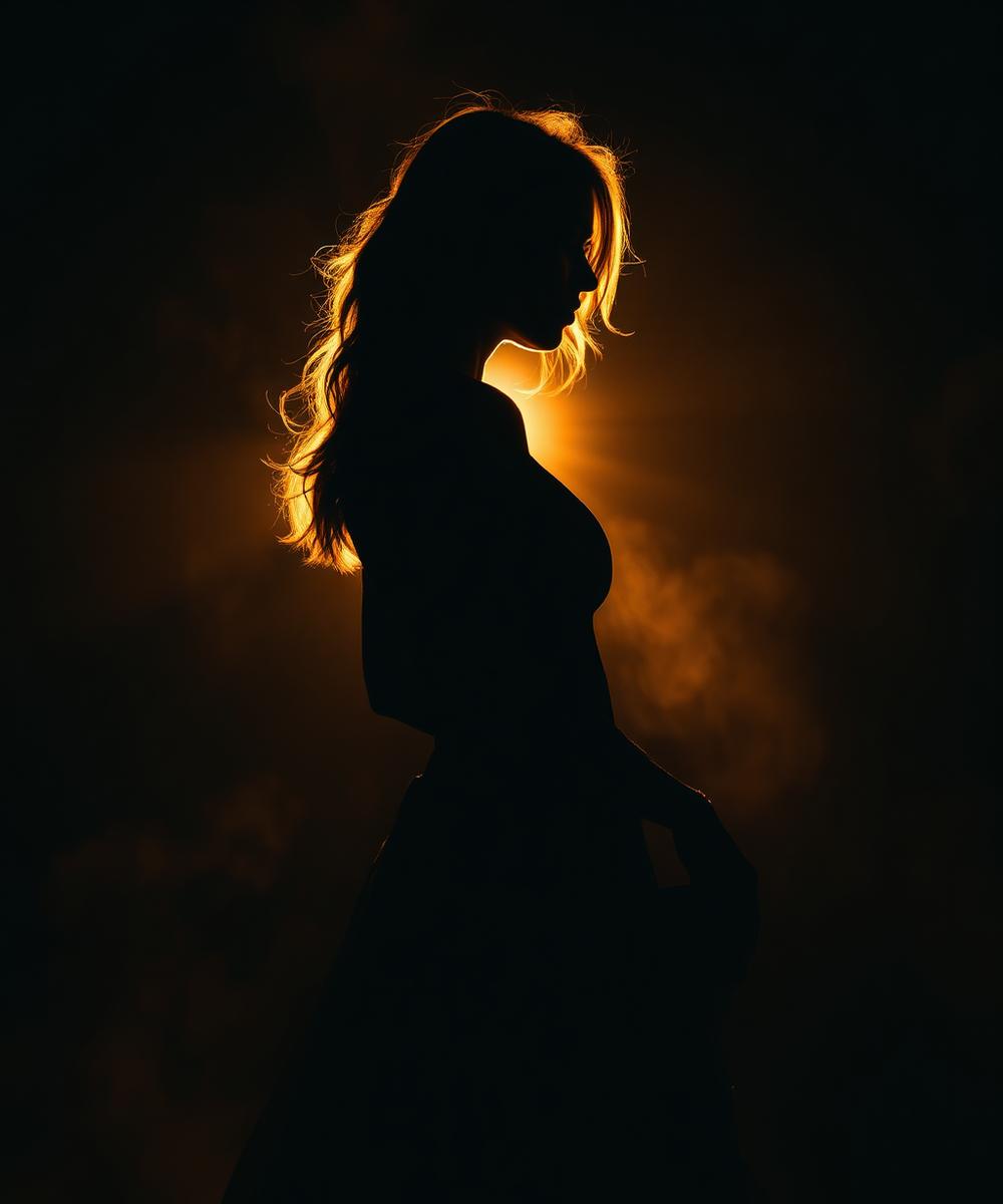 Silhouette portrait in warm light